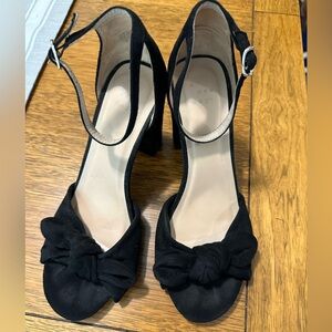 Women’s Peep Toe Black Suede Heels